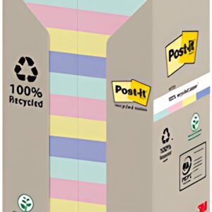 Post-it Bloc-note adhésif Recycling notes, 51x38 mm, assorti