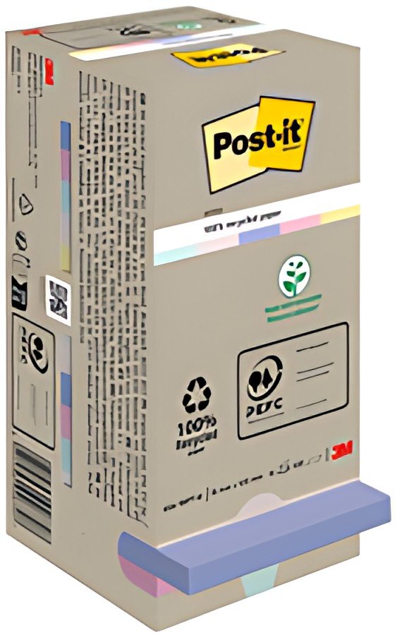 Post-it Bloc-note adhésif Recycling notes, 76x76 mm, assorti