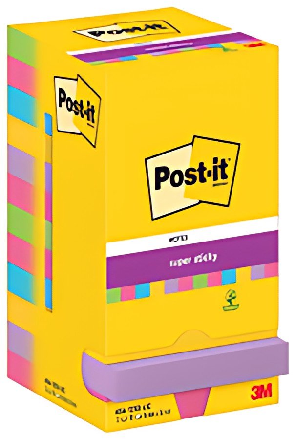 Post-it Bloc-note super sticky notes, 76 x 76 mm, Neon