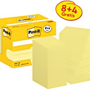 Post-it Bloc-note adhésif, 51 x 38 mm, jaune, promotion 8+4