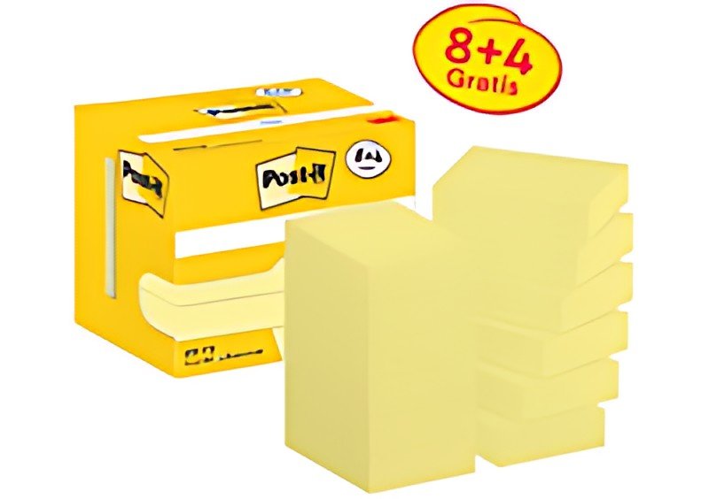Post-it Bloc-note adhésif, 51 x 38 mm, jaune, promotion 8+4