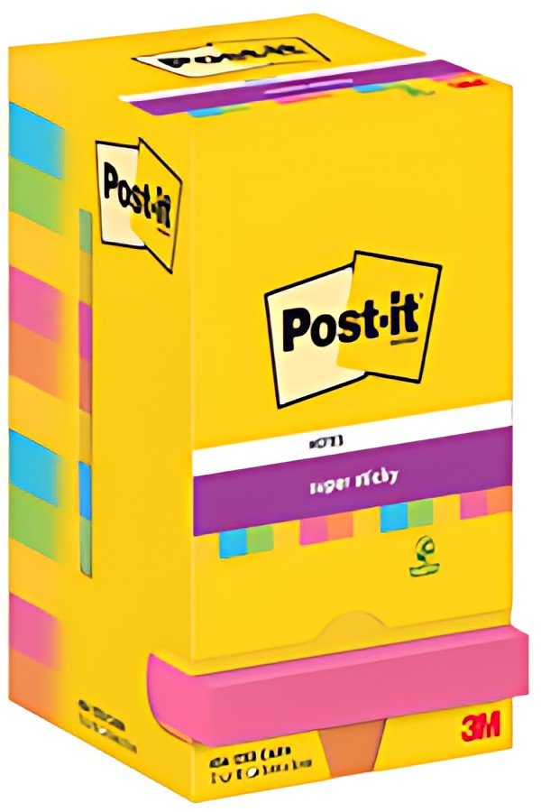 Post-it Bloc-note super sticky notes, 76 x 76 mm, Carnival