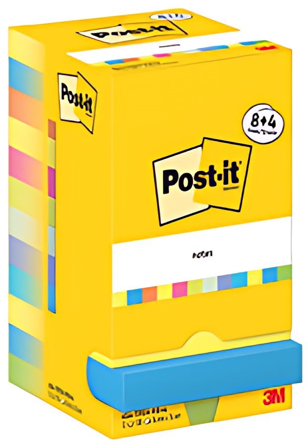 Post-it Bloc-note adhésif, 76 x 76 mm, Energetic, 8+4