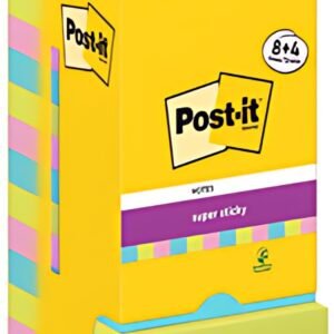 Post-it Bloc-note adhésif super sticky notes, 76x76 mm, 8+4