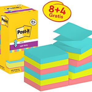 Post-it Bloc-note super sticky z-notes, 76 x 76 mm, 8+4