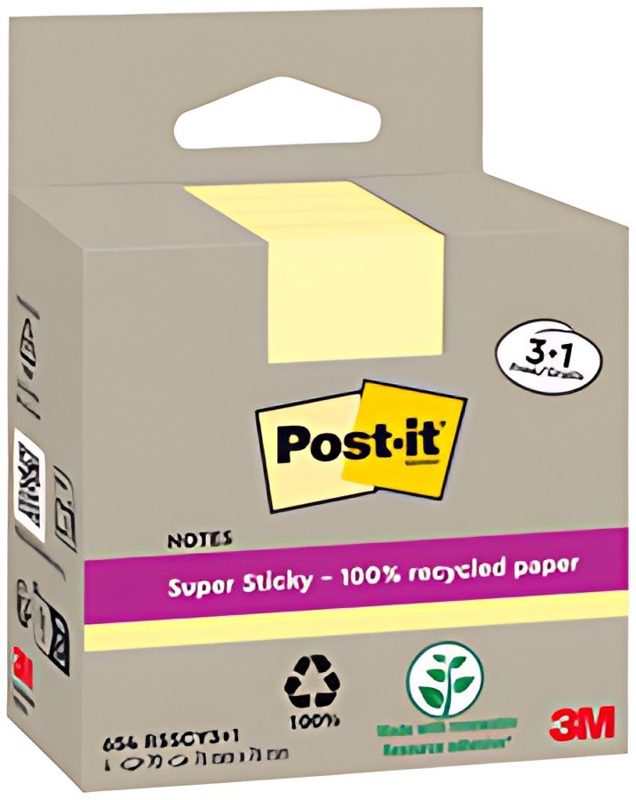 Post-it Bloc-note super sticky Recycling notes, jaune
