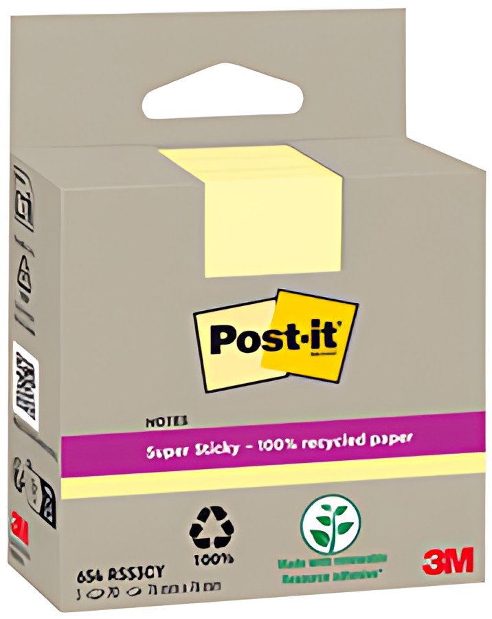 Post-it Bloc-note super sticky Recycling notes, jaune