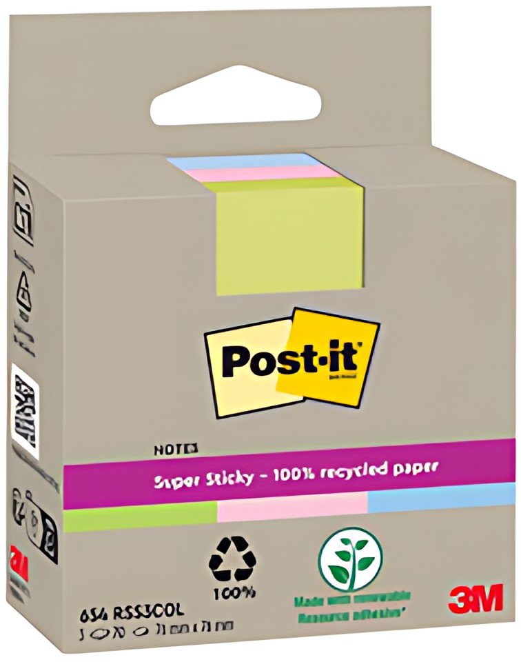 Post-it Bloc-note super sticky Recycling notes, coloré