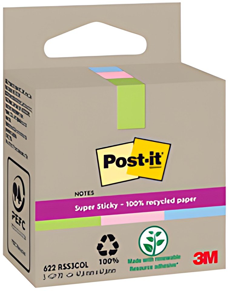 Post-it Bloc-note super sticky Recycling notes, coloré
