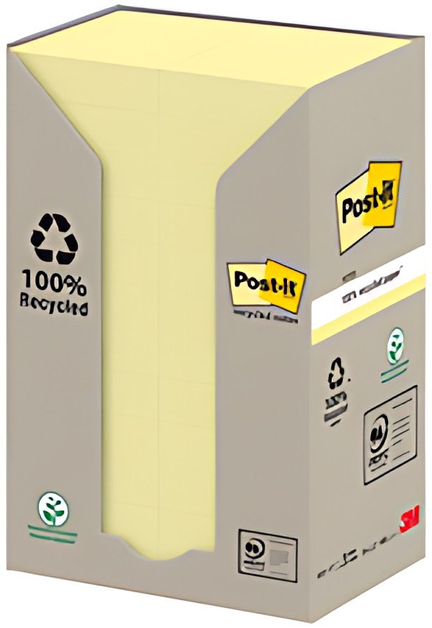 Post-it Bloc-note adhésif Recycling notes, 51 x 38 mm, jaune