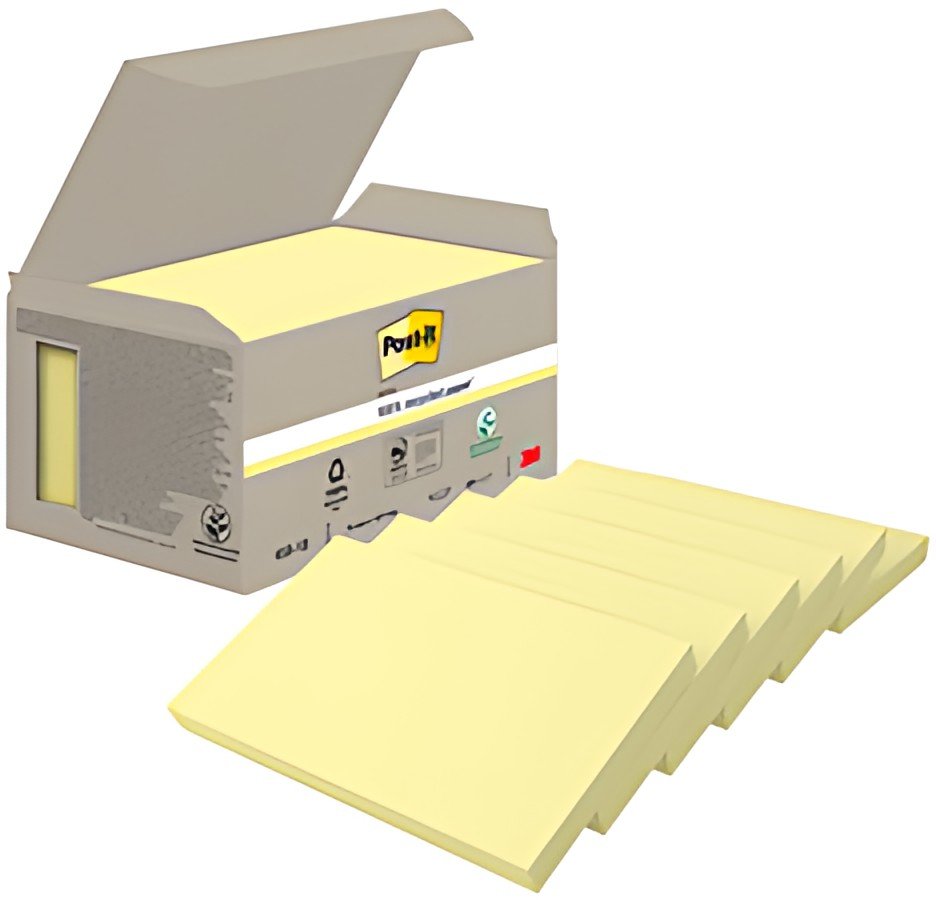 Post-it Bloc-note adhésif Recycling notes, 76 x 76 mm, jaune