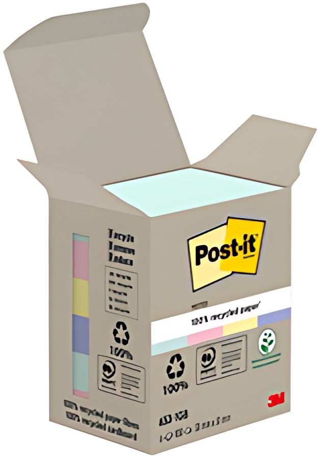 Post-it Bloc-note adhésif Recycling notes, 51x38 mm, assorti