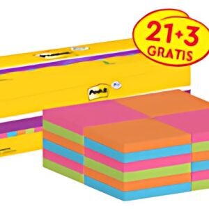 Post-it Bloc-note adhésif super sticky notes, 76x76 mm, 21+3