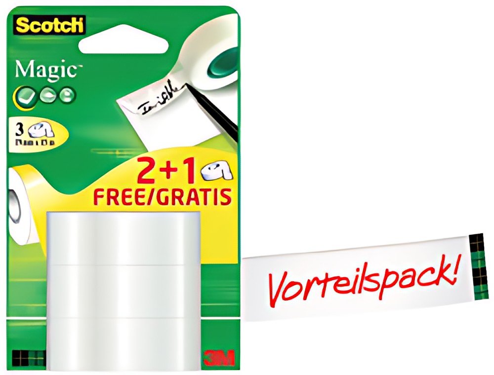 3M Scotch Ruban adhésif Magic 810, pack promo, invisible