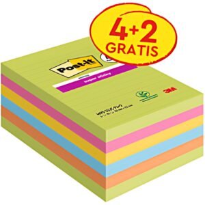 Post-it Bloc-notes super sticky notes, 101 x 152 mm, ligné