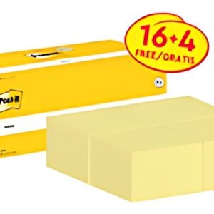 Post-it Bloc-notes adhésif, 76 x 76 mm, jaune, 16+4 gratuits