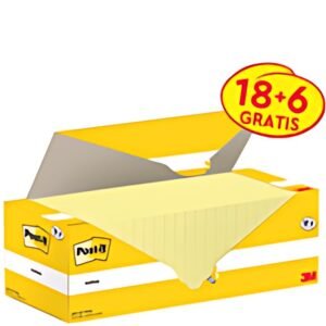 Post-it Bloc-notes adhésif, 76 x 76 mm, jaune, 18+6 gratuits