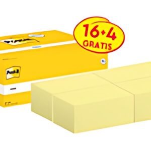 Post-it Bloc-notes adhésif, 127x76 mm, jaune, 16+4 gratuits