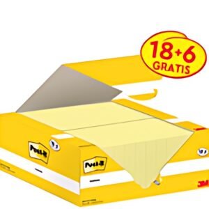Post-it Bloc-notes adhésif, 51 x 38 mm, jaune, 18+6 gratuits