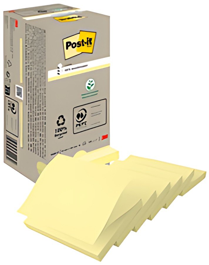 Post-it Bloc-notes adhésif Recycling z-notes, 76x76mm, jaune