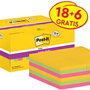 Post-it Bloc-notes super sticky notes, 47,6 x 47,6 mm, 18+6
