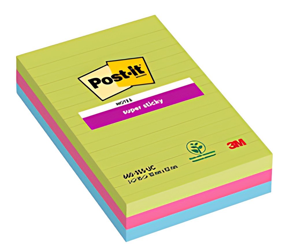 Post-it Bloc-notes super sticky notes, 101 x 152 mm, ligné