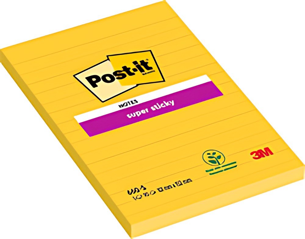 Post-it Bloc-note super sticky notes, 101 x 152 mm, jaune