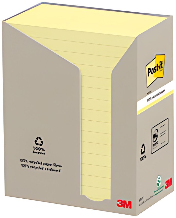 Post-it Bloc-note adhésif Recycling notes, 127x76 mm, jaune