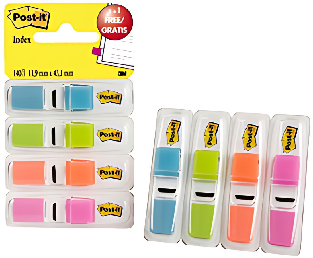Post-it Marque-pages Index, 11,9x43,2 mm, distributeur de 4