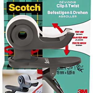 Scotch Dévidoir de ruban adhésif Clip & Twist, gris foncé
