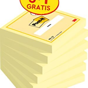 Post-it Bloc-note adhésif, 76 x 76 mm, jaune, 5+1 gratuit