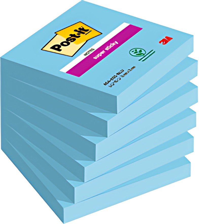 Post-it Bloc-note super sticky notes, 76 x 76 mm, bleu