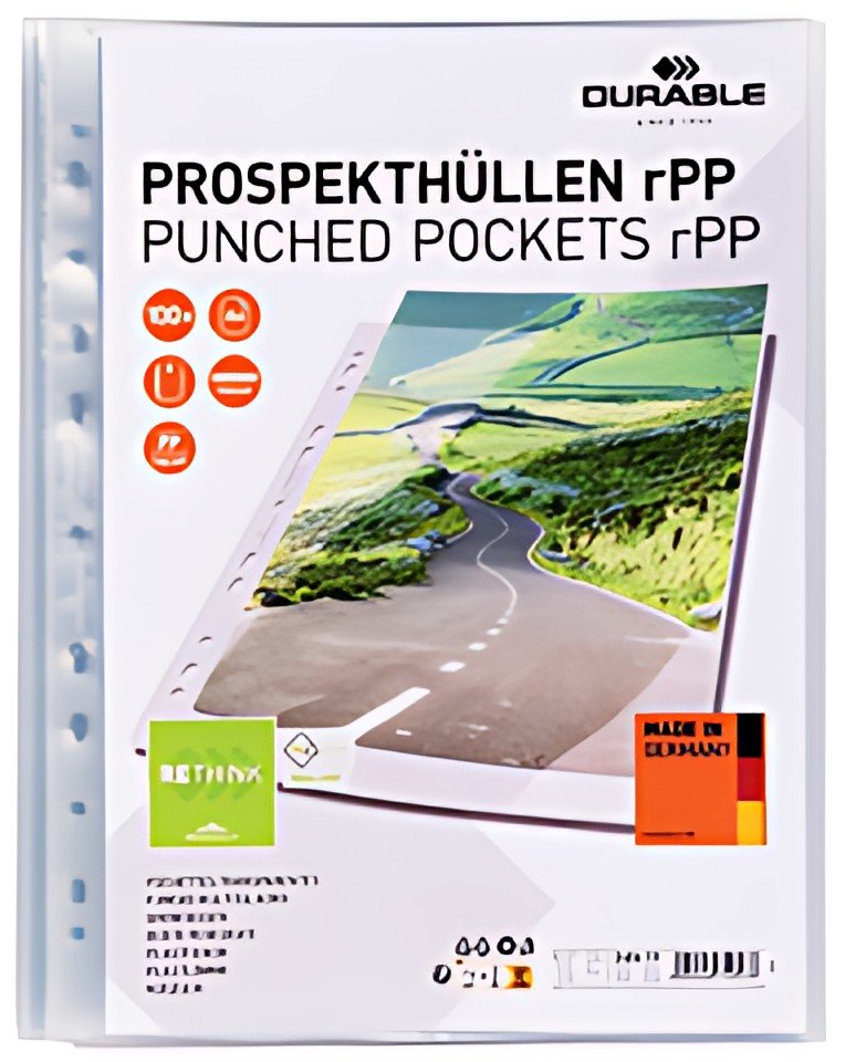 DURABLE Pochette perforée PREMIUM, A4, rPP, transparent