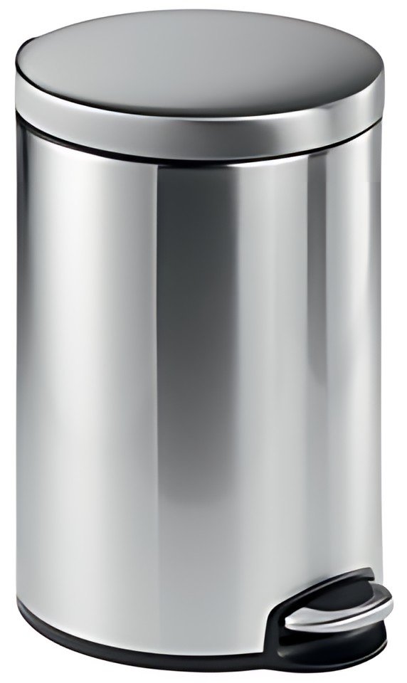 DURABLE Poubelle à pédale en acier inox., rond, 12 l, argent