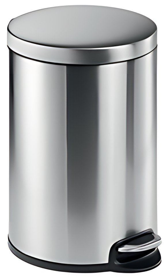 DURABLE Poubelle à pédale en acier inox., rond, 20 l, argent