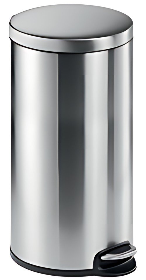 DURABLE Poubelle à pédale en acier inox., rond, 30 l, argent