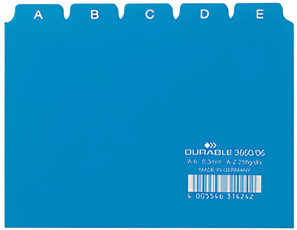 Index DURABLE index A - Z, PP, A6 paysage, bleu, 25 pièces