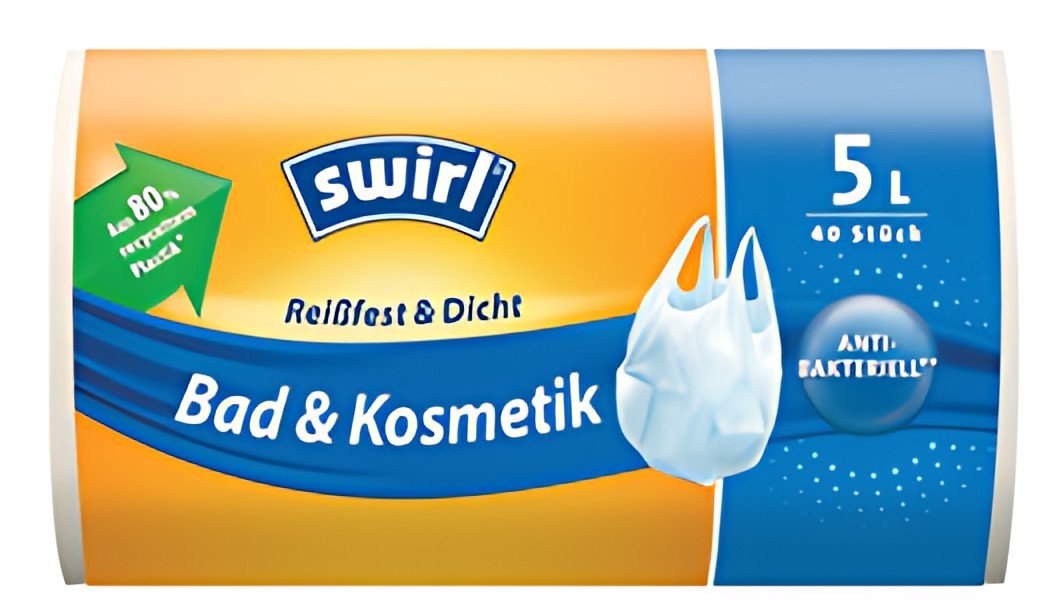 swirl Sac poubelle à poignée, 5 litres, transparent