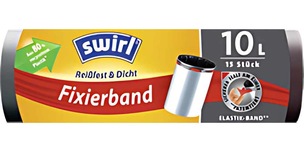 swirl Sac poubelle, avec bande de fixation, 35 litres, noir