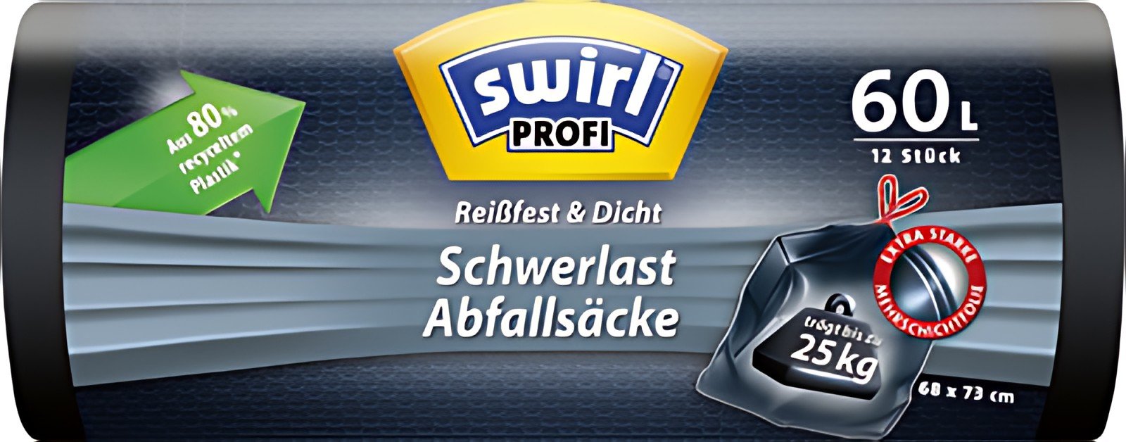 swirl Profi Sac poubelle renforcé, 60 litres, noir