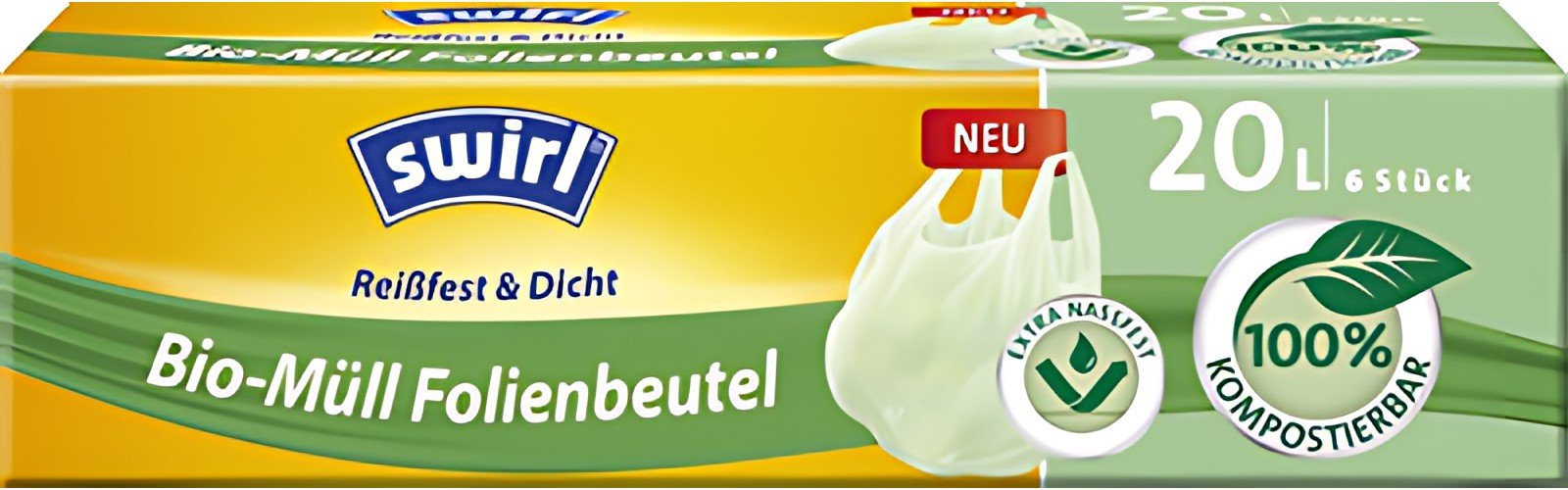 swirl Sac poubelle bio, compostable, 20 litres, vert