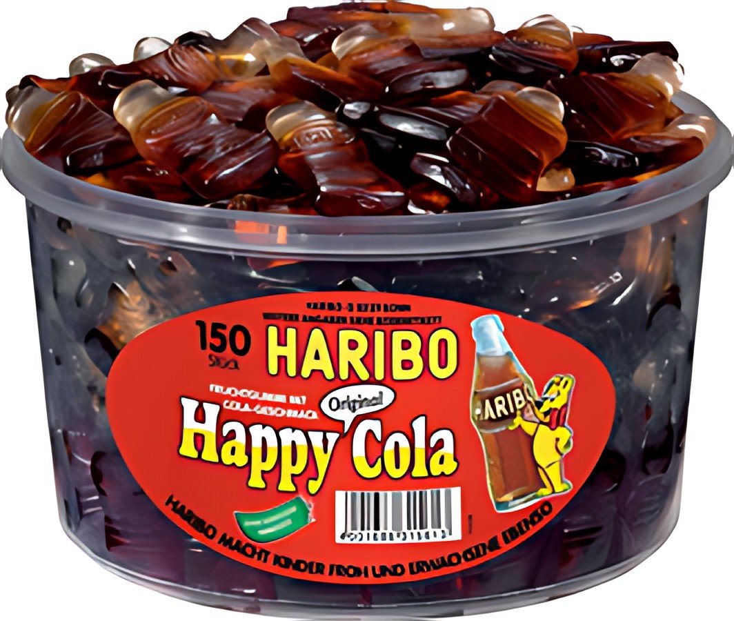 HARIBO Bonbon gélifié aux fruits HAPPY COLA, boîte de 150