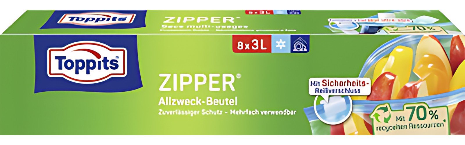 TOPPITS Sachet multi-usage avec zip, 8 x 3 litres