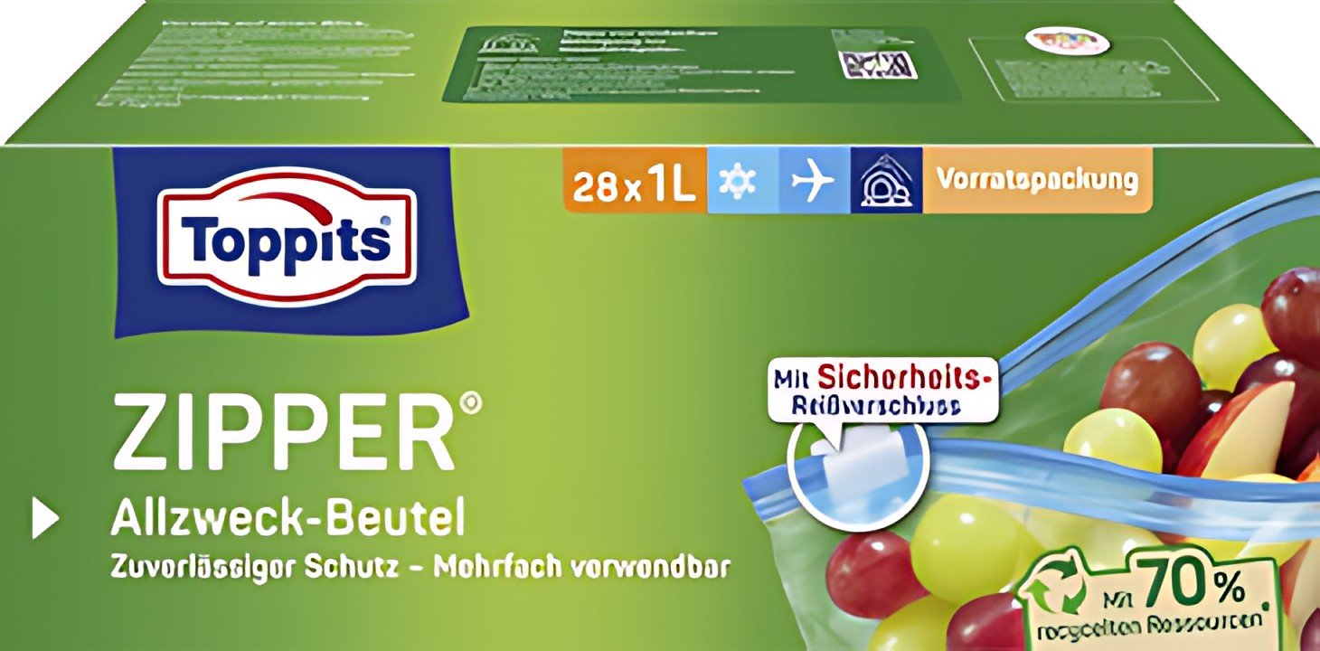TOPPITS Sachet multi-usage avec zip, 28 x 1 litre