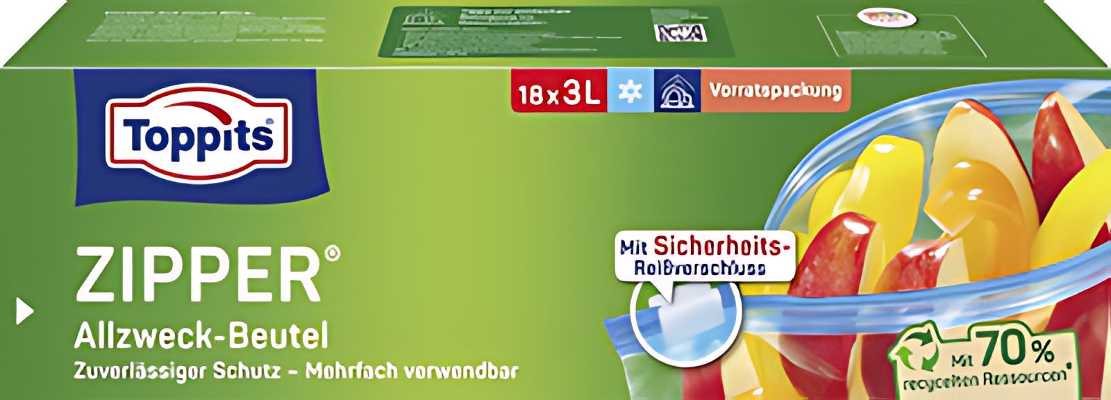 TOPPITS Sachet multi-usage avec zip, 18 x 3 litres