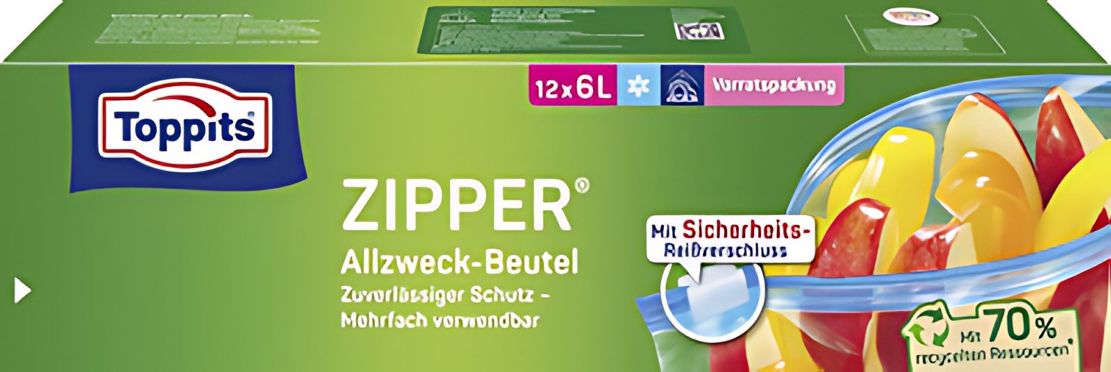 TOPPITS Sachet multi-usage avec zip, 12 x 6 litres