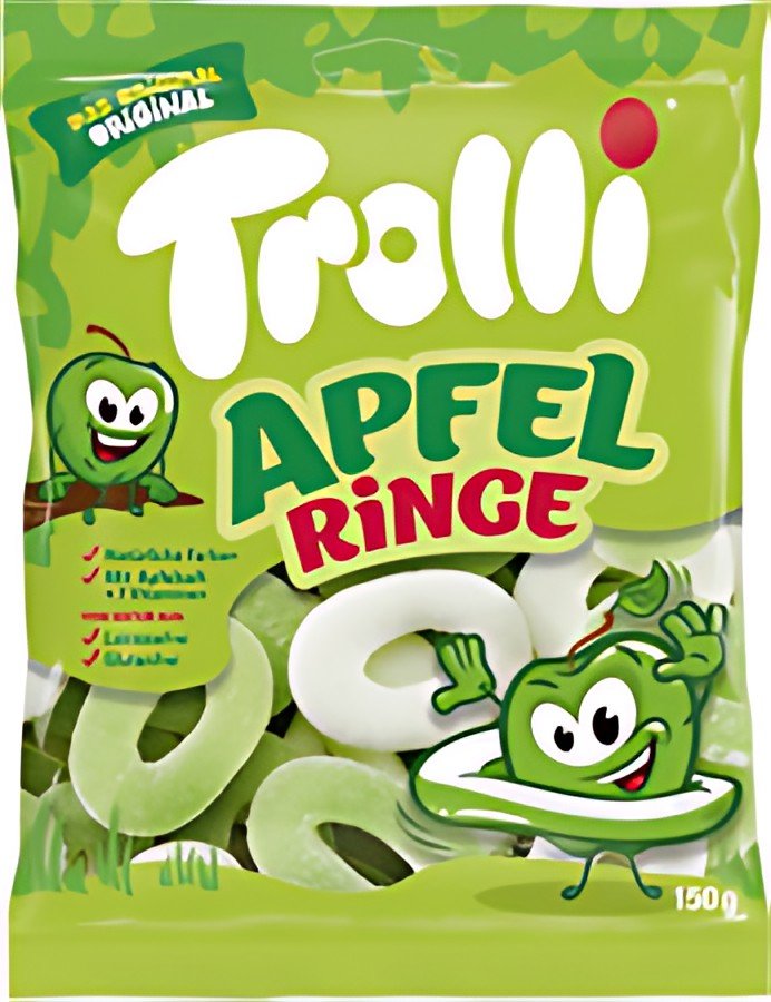 Trolli Bonbon gélifié aux fruits RONDELLES DE POMME, 150 g