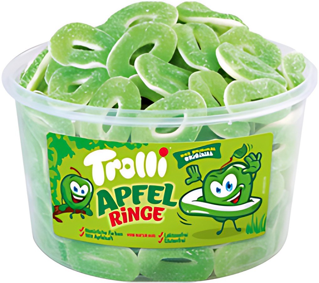 Trolli Bonbon gélifié RONDELLES DE POMME, boîte de 150