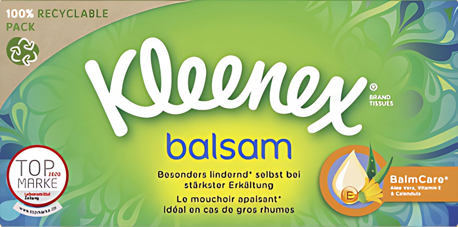 Kleenex Mouchoirs Balsam, 4 couches, blanc, boîte de 56