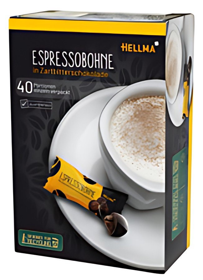 HELLMA Grains de café enrobés de chocolat noir, boîte de